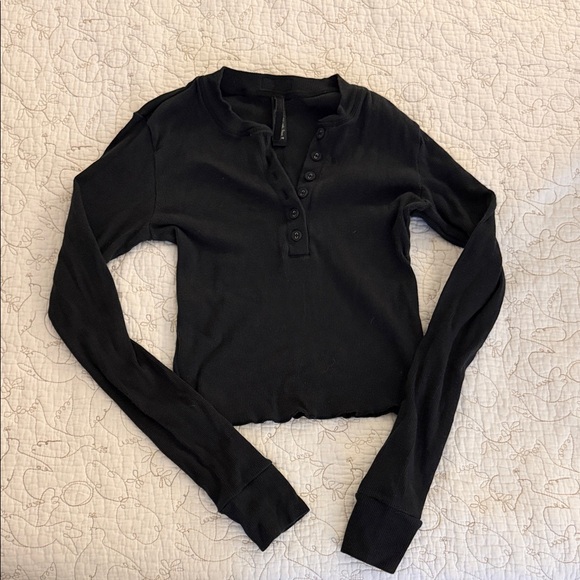 SKIMS Tops - SKIMS Black Button-Up Long Sleeve Top